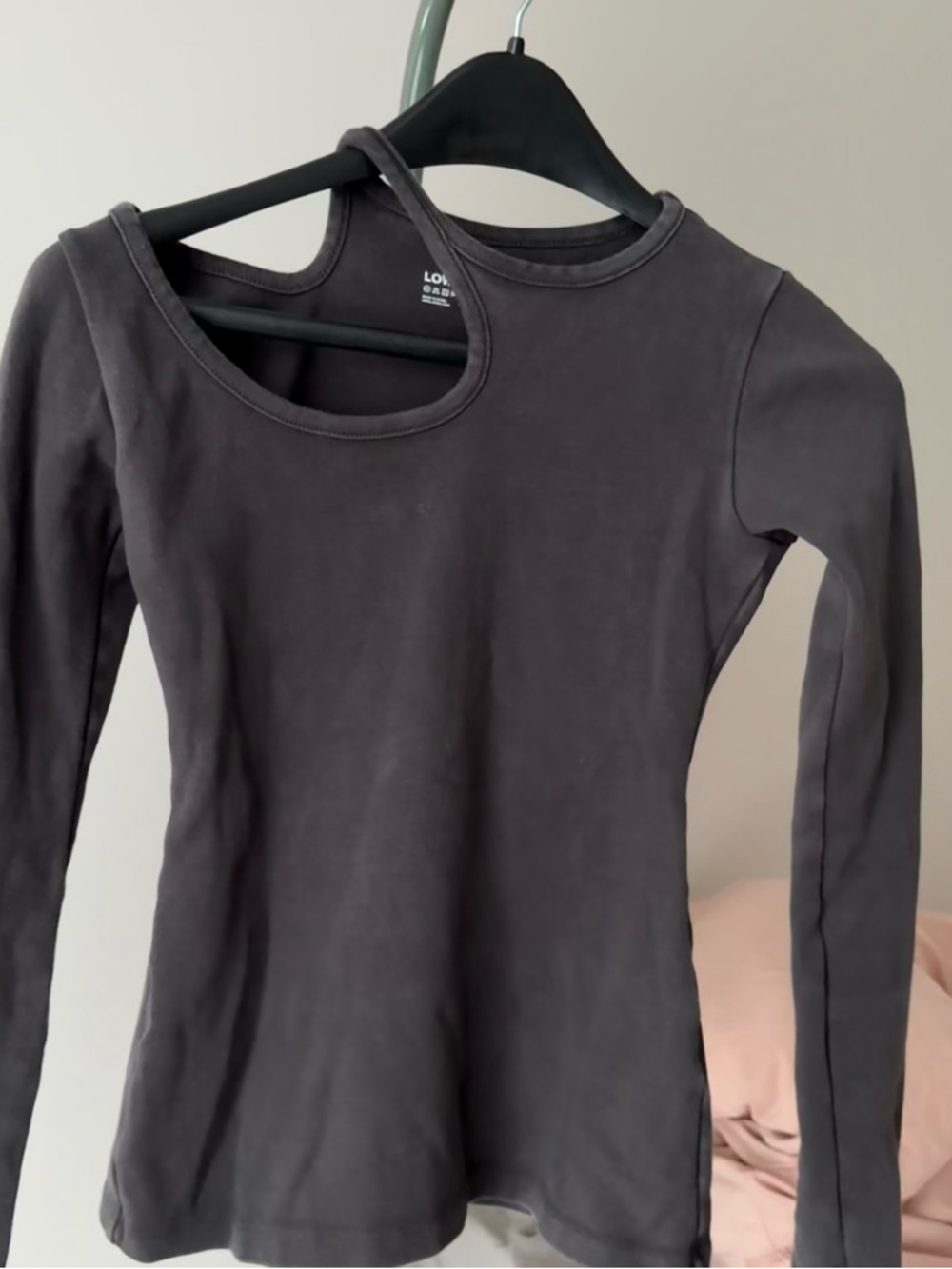 Black Asymmetric Cutout Long Sleeve Top